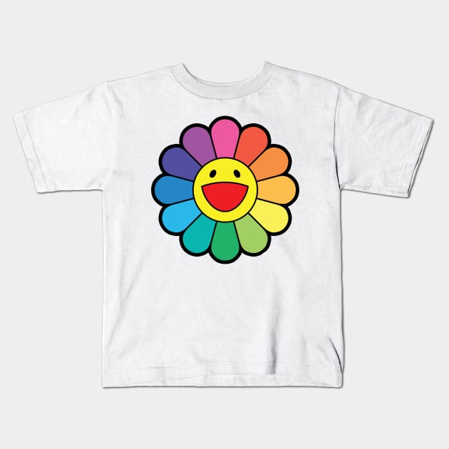 TAKASHI MURAKAMI FLOWER RAINBOW Kids T-Shirt by AMBER PETTY